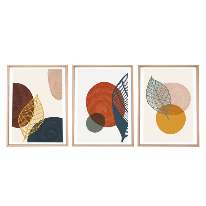 Wallity Cuadro Decorativo Enmarcado Huhu209 50 x 70 cm (3 piezas)